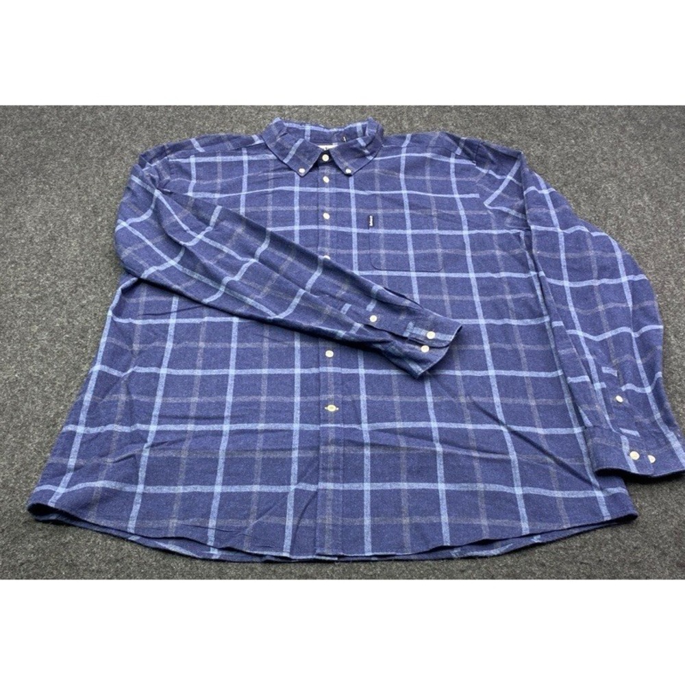 Barbour Button Down Shirt Mens XXL Blue Tattersall Plaid Flannel MSH4608IN32